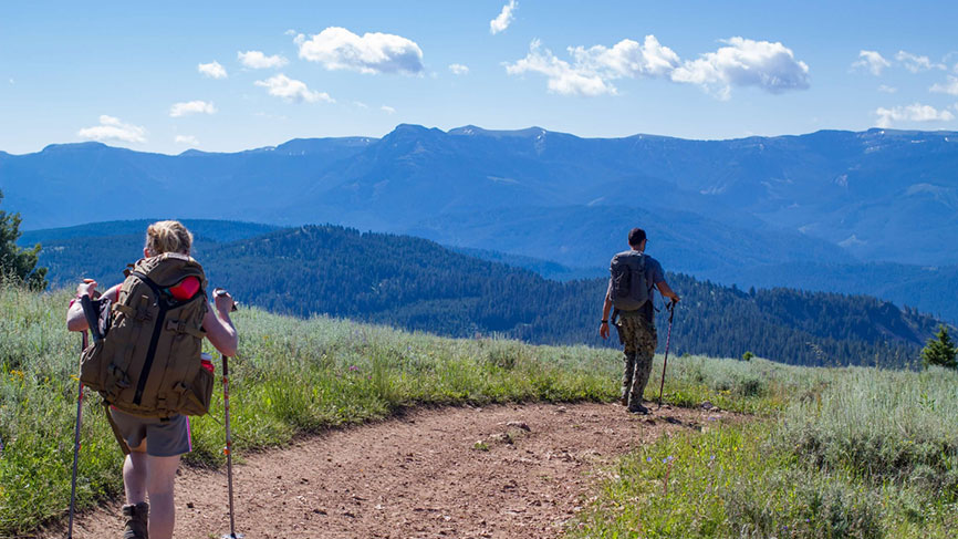 Hiking on a trail