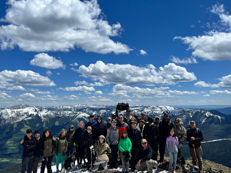 Group of families hiking